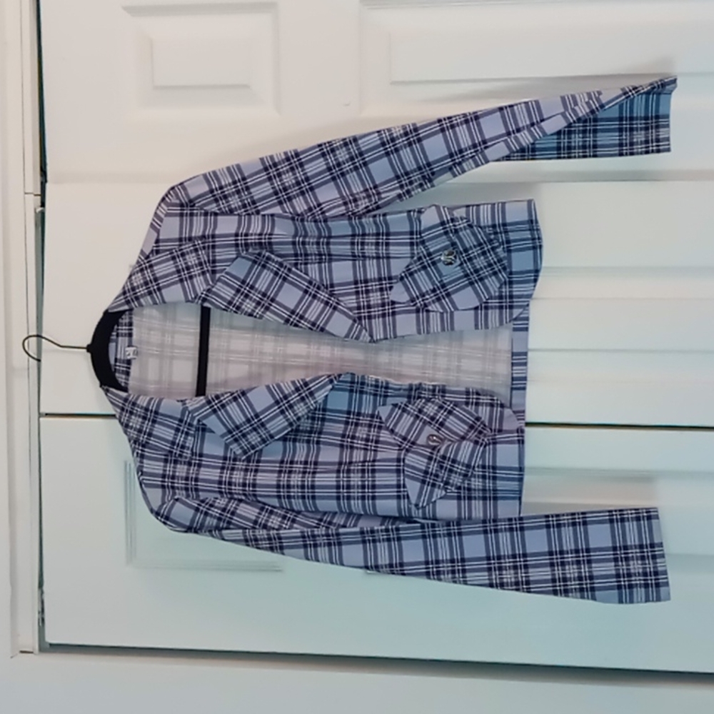NWOT Clueless vibes blue plaid cropped blazer